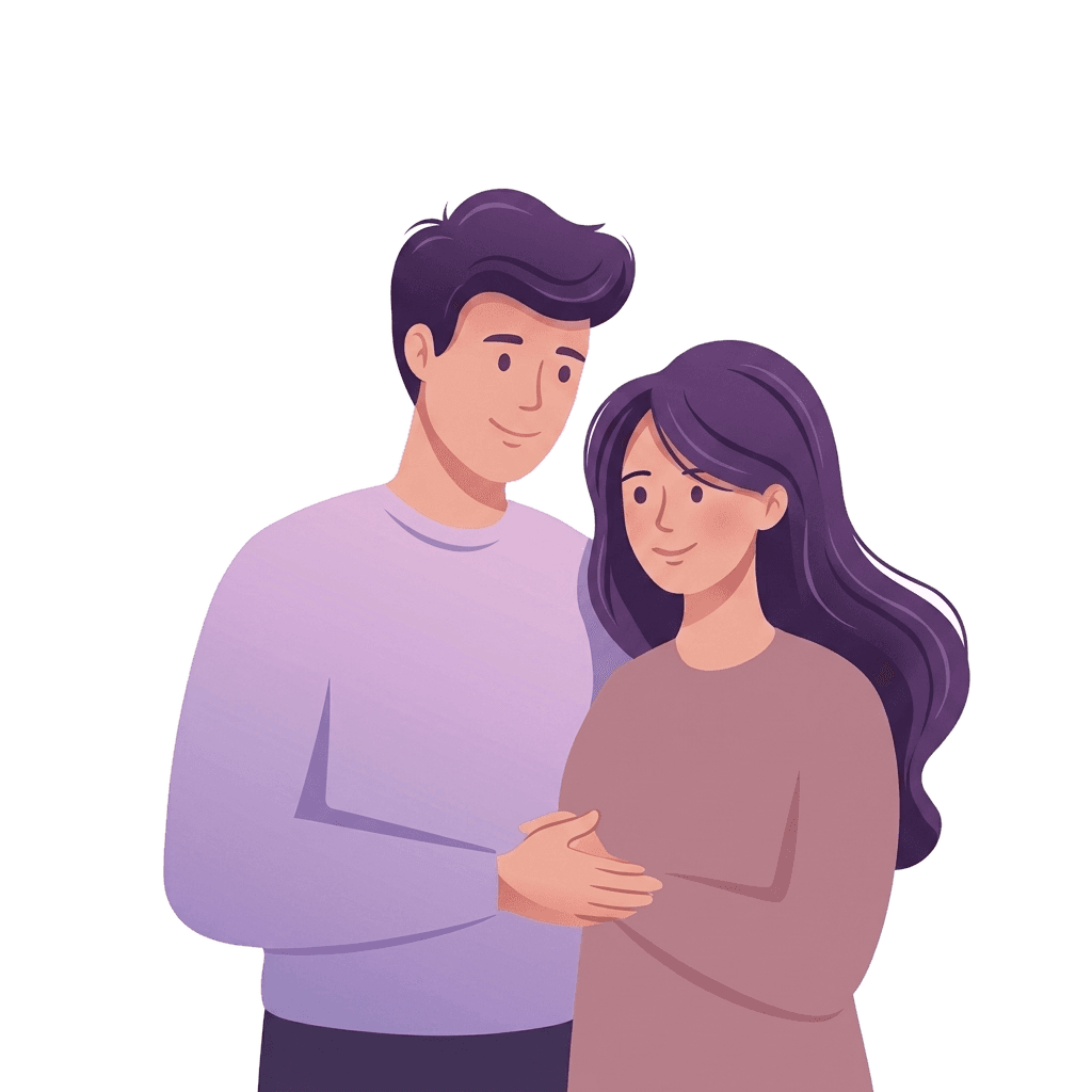 Couple embracing in 3D depth